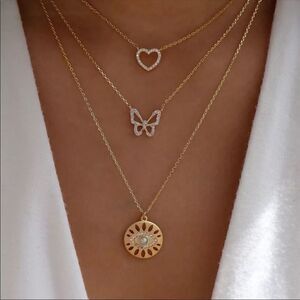 Necklace Multilayered Zinc Alloy heart butterfly